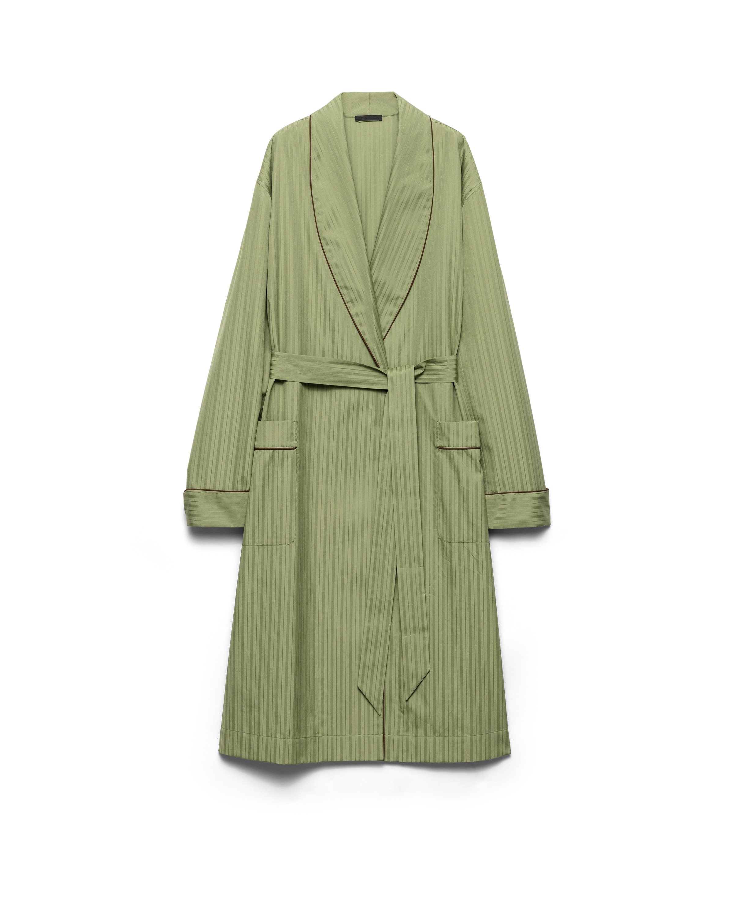 Prada Peignoir En Coton, Femme, Vert Lierre, Taille M