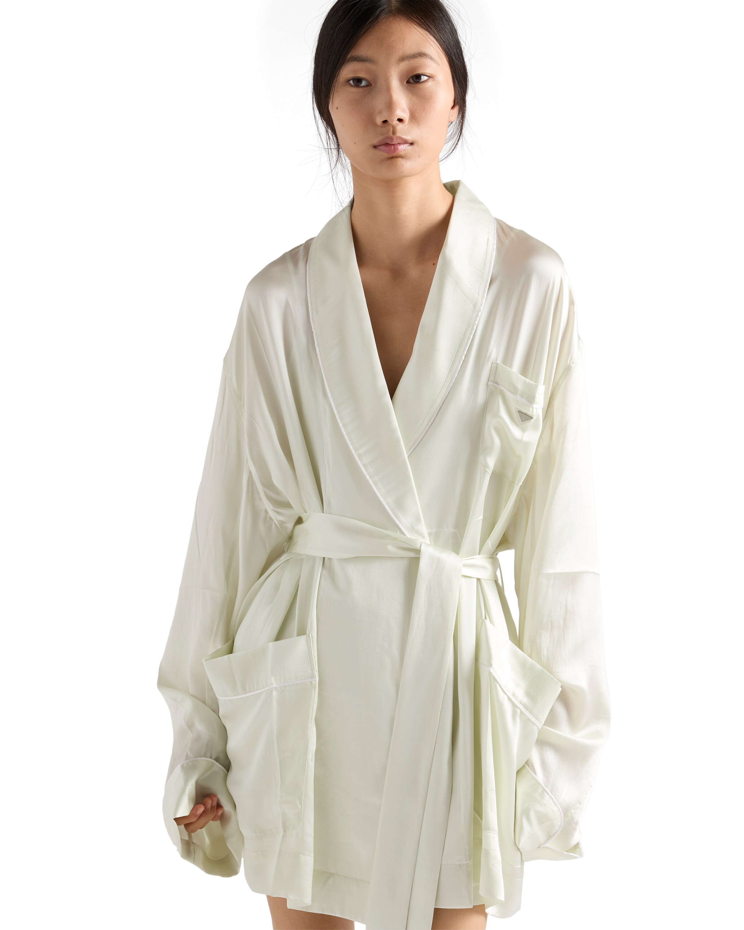 Prada Silk Robe In White