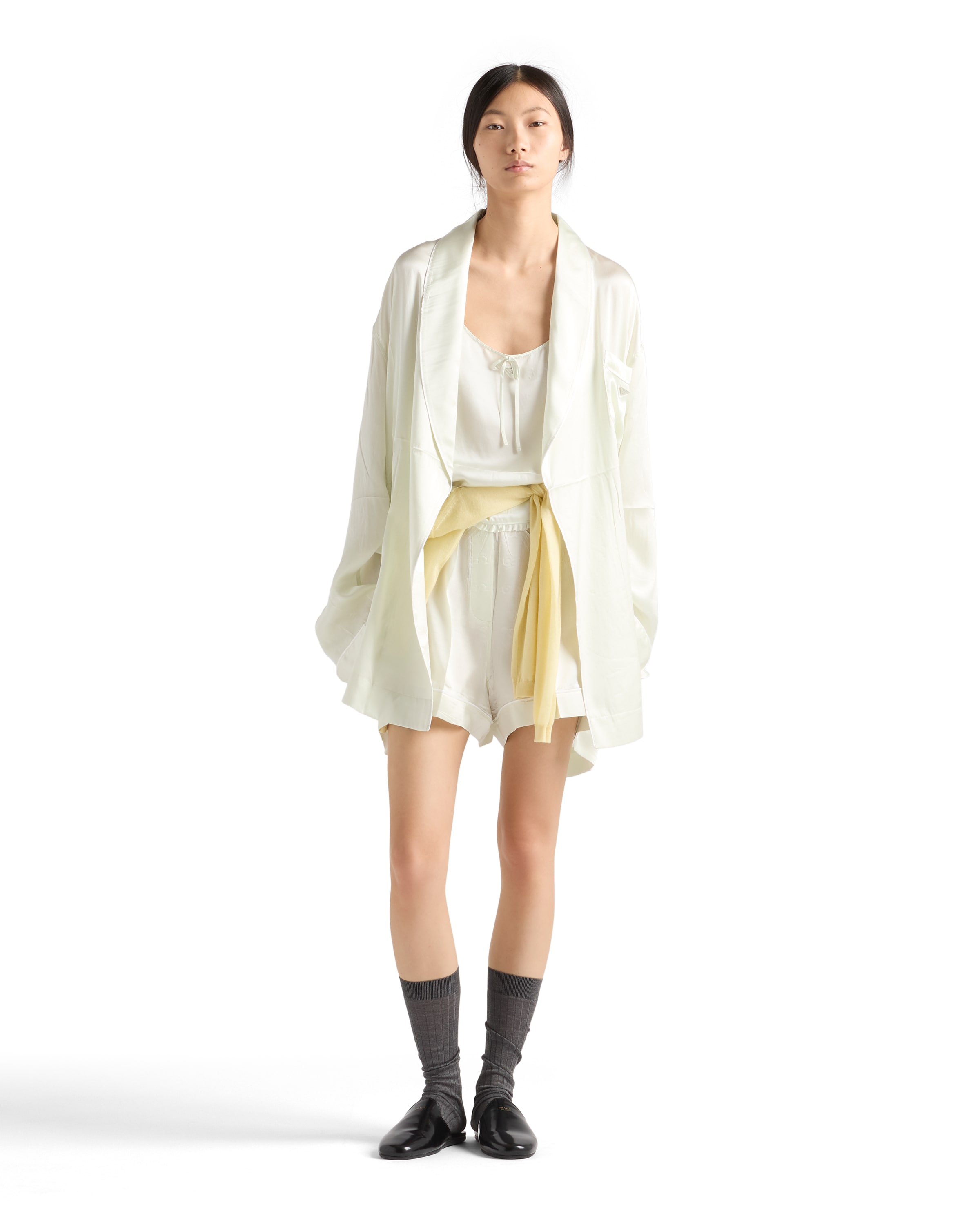 Prada Silk Robe In White