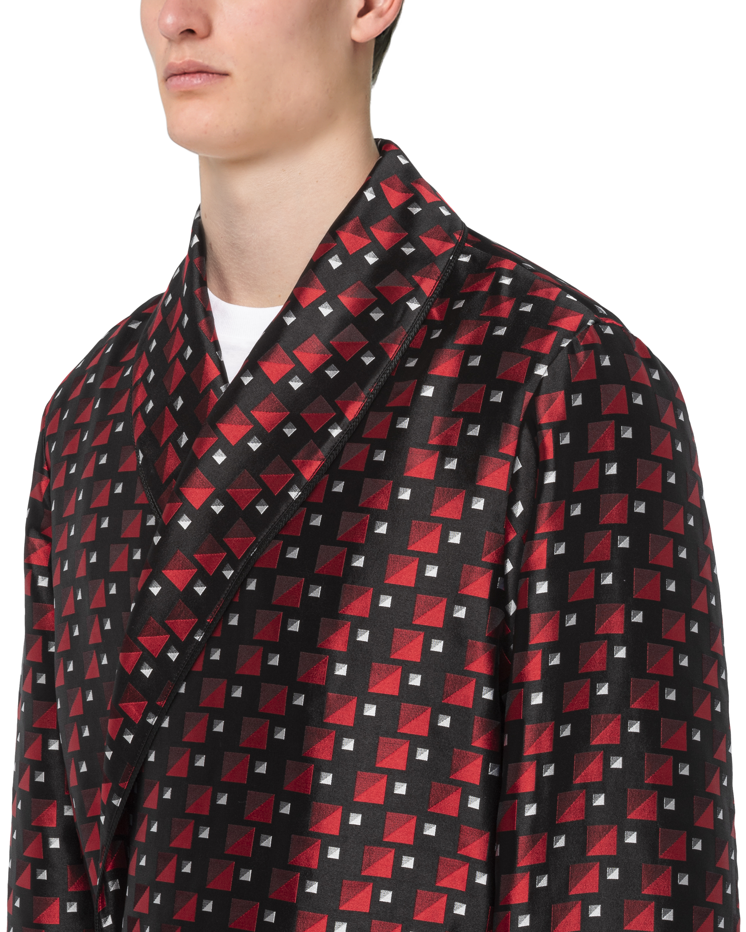 Prada Checked print silk jacquard robe 5