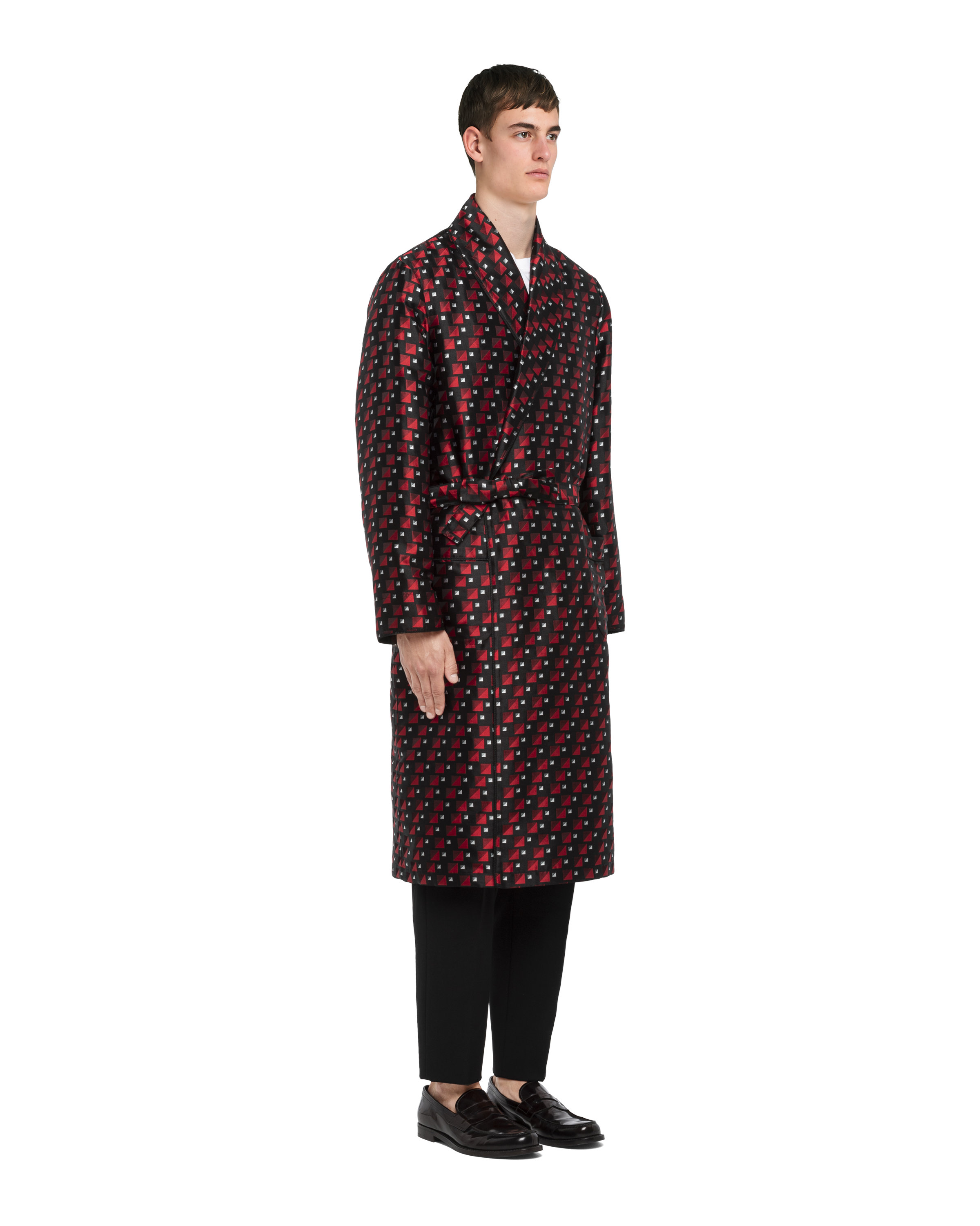 Prada Checked print silk jacquard robe 4