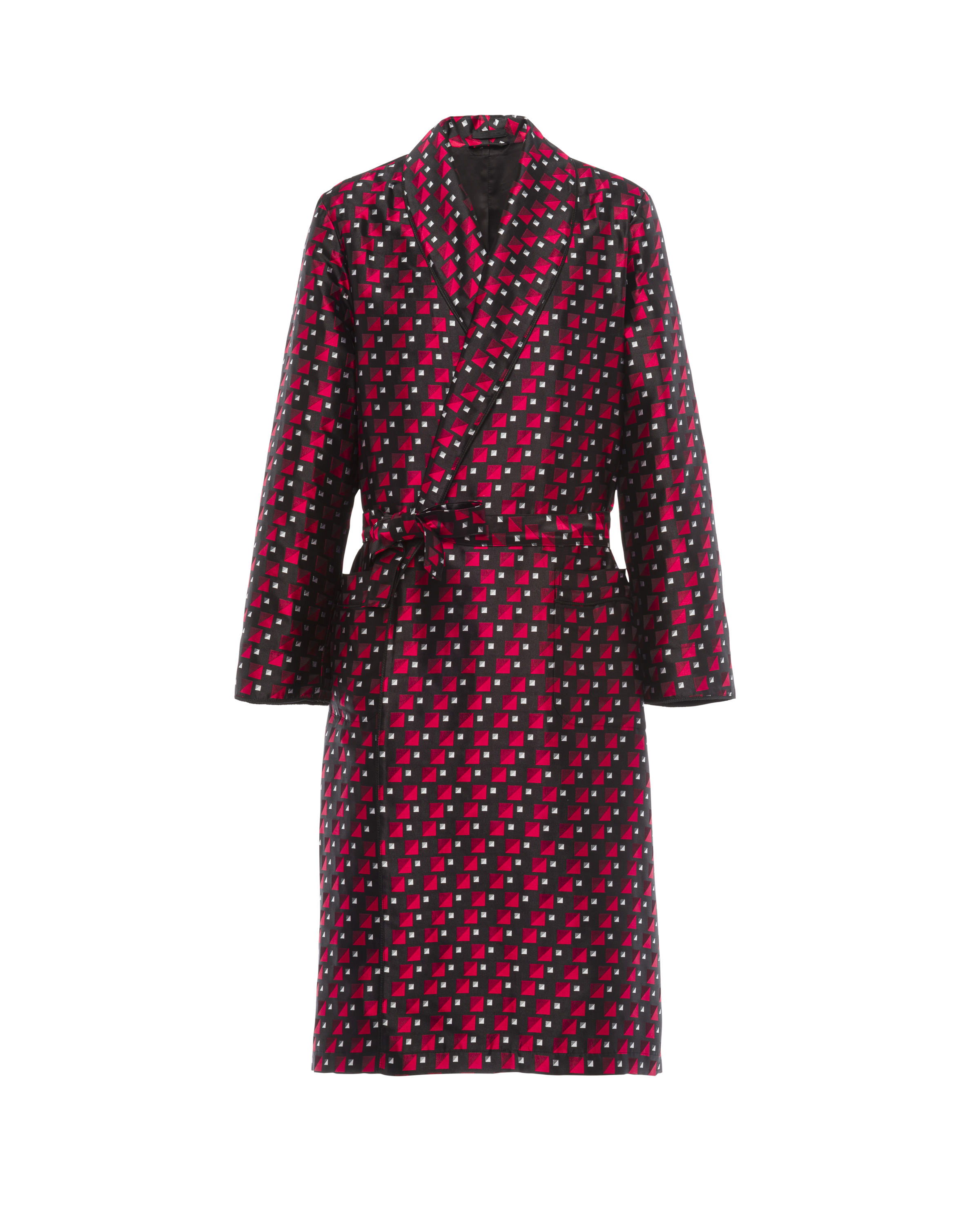 Checked Print Silk Jacquard Robe Prada